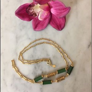 Vintage Goldtone and Green Sarah C necklace.